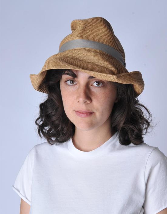  Mature Ha 모자 성숙한 갈색과 회색 리본이 달린 챙이 넓은 박스형 - OTHER BRANDS