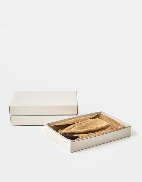  Mature Ha 모자 성숙한 갈색과 회색 리본이 달린 챙이 넓은 박스형 - OTHER BRANDS