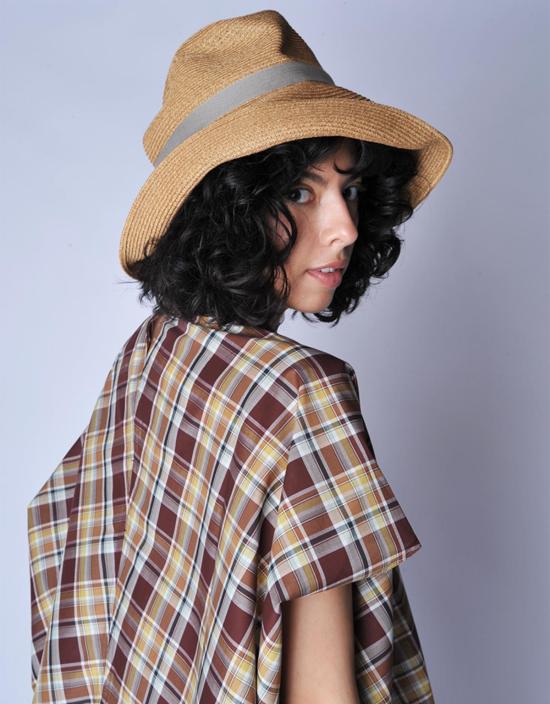  Mature Ha 모자 성숙한 갈색과 회색 리본이 달린 챙이 넓은 박스형 - OTHER BRANDS