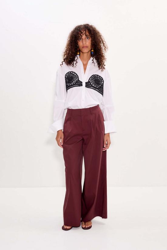  사이먼밀러 셔츠 사이먼 밀러 마렌 포플린 크로셰 버튼업  마카다미아 - SIMONMILLER