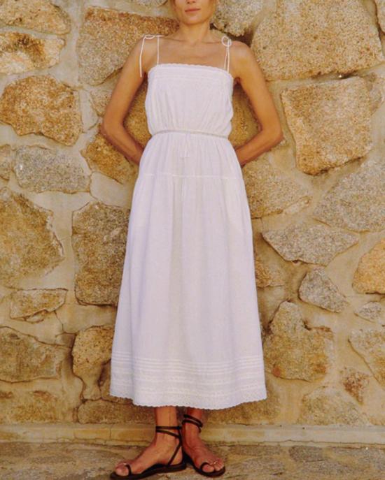  차오 루시아 숏 원피스 페트라 자수 면 드레스 화이트 - CIAO LUCIA