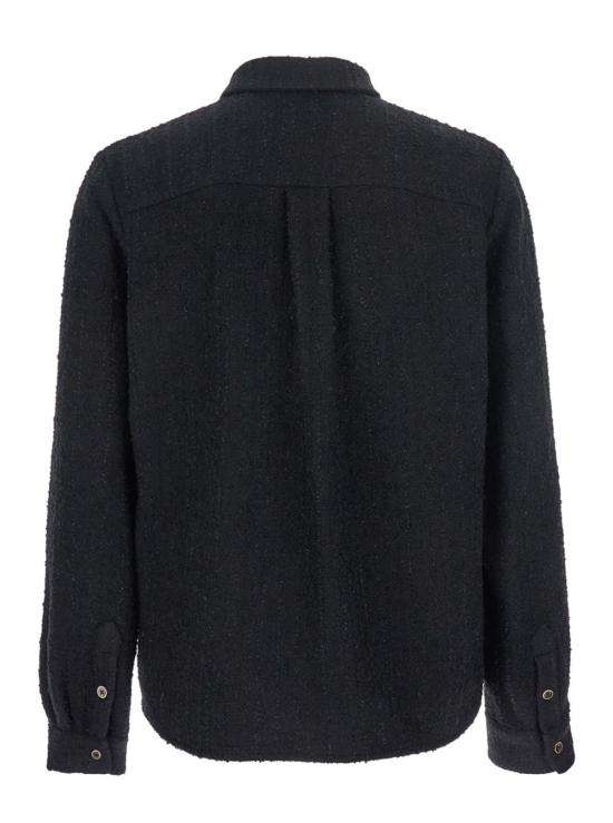  아미리 긴팔 셔츠 클래식 칼라와 로고 플레이트가 있는  블랙 셔츠 - AMIRI