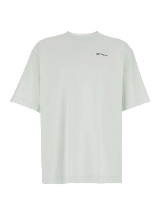 오프화이트 반팔 티셔츠 로고 코튼 크루넥 티셔츠 그린