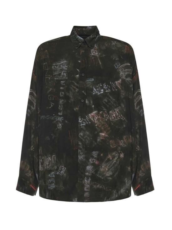  발렌시아가 긴팔 셔츠 코쿤 워시드 크레용 올오버 비스코스 포플린 셔츠 워시드 블랙