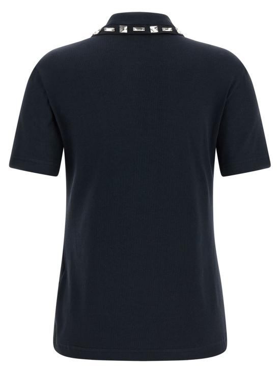  파비아나 필리피 반팔 티셔츠 Fabiana Filippi 크리스탈 칼라 폴로 셔츠 블루 - FABIANA FILIPPI