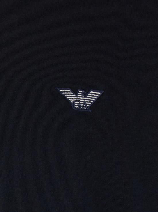  엠포리오 아르마니 반팔 티셔츠 로고 자수 크루넥 티셔츠 블루 - EMPORIO ARMANI