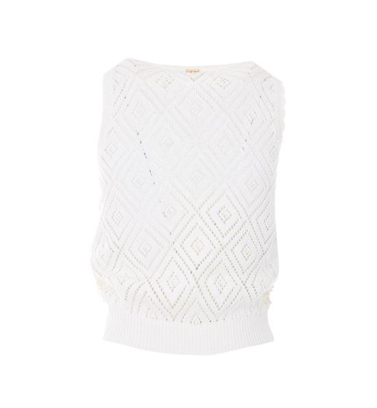  트윈셋 블라우스 니트 탑 화이트 - TWINSET