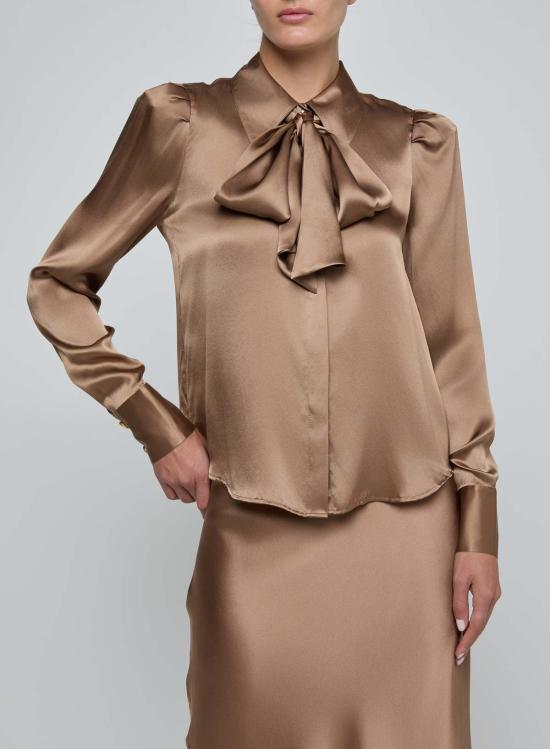  라장스 블라우스 허니 타이 실크
