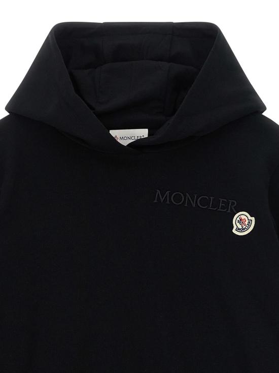  [키즈] 몽클레어 풀오버 몽클레르 로고 자수 후드티 (블랙) 키즈 사이즈 - MONCLER