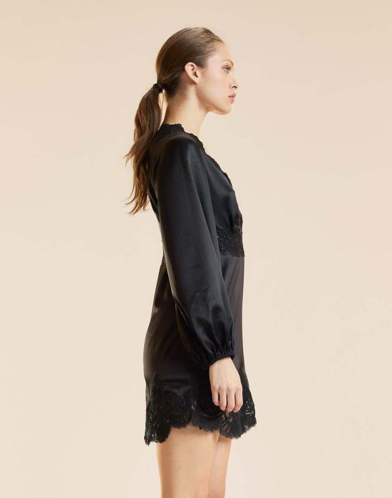 신시아 로리 숏 원피스 신시아 로울리 가르보 실키 레이스 드레스 블랙 - CYNTHIA ROWLEY