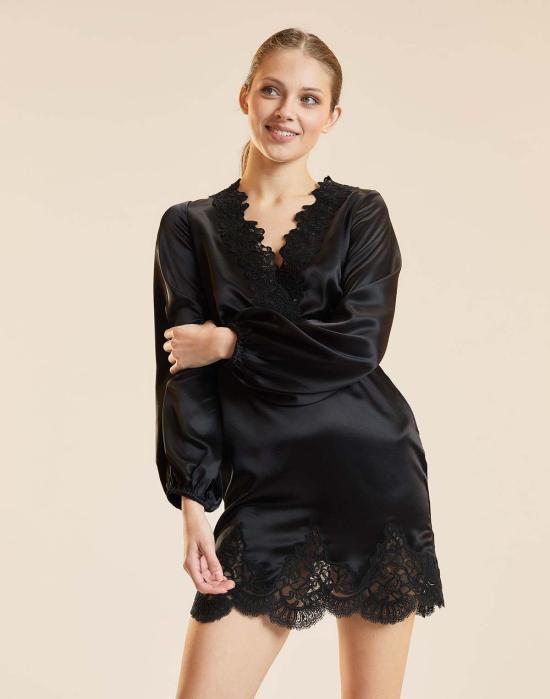  신시아 로리 숏 원피스 신시아 로울리 가르보 실키 레이스 드레스 블랙 - CYNTHIA ROWLEY