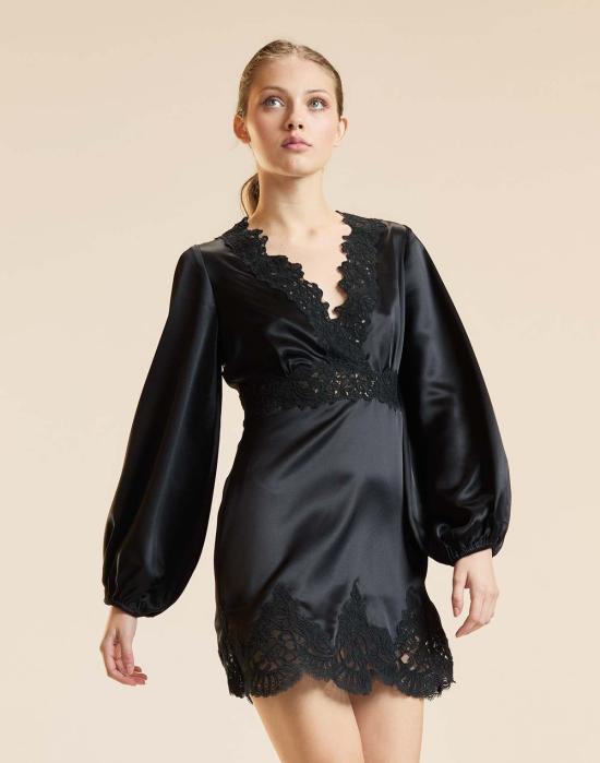  신시아 로리 숏 원피스 신시아 로울리 가르보 실키 레이스 드레스 블랙 - CYNTHIA ROWLEY