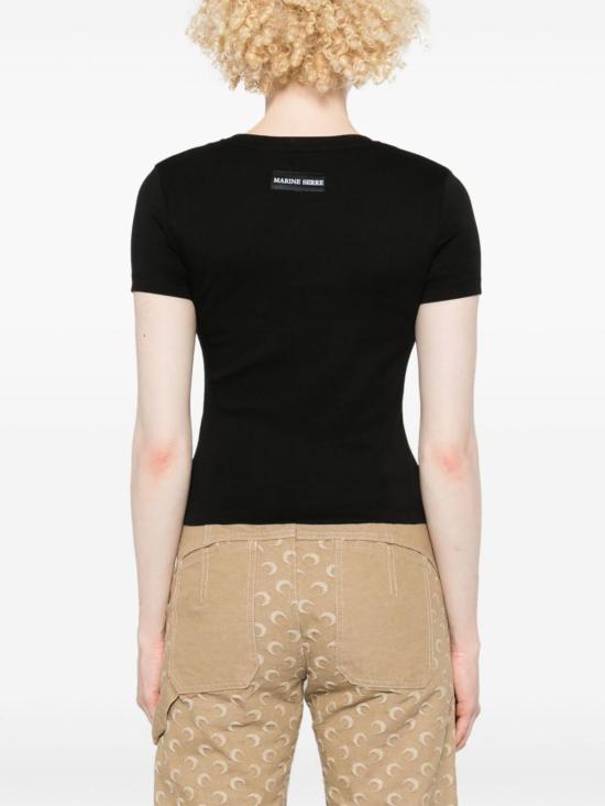  마린세르 반팔 티셔츠 마린 세르 문 코튼 티셔츠 블랙 - MARINE SERRE