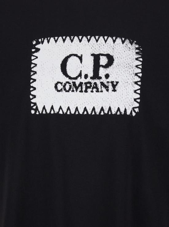  씨피 컴퍼니 반팔 티셔츠 C.P. 컴퍼니 크루넥 로고 티셔츠 블랙 - C.P. COMPANY