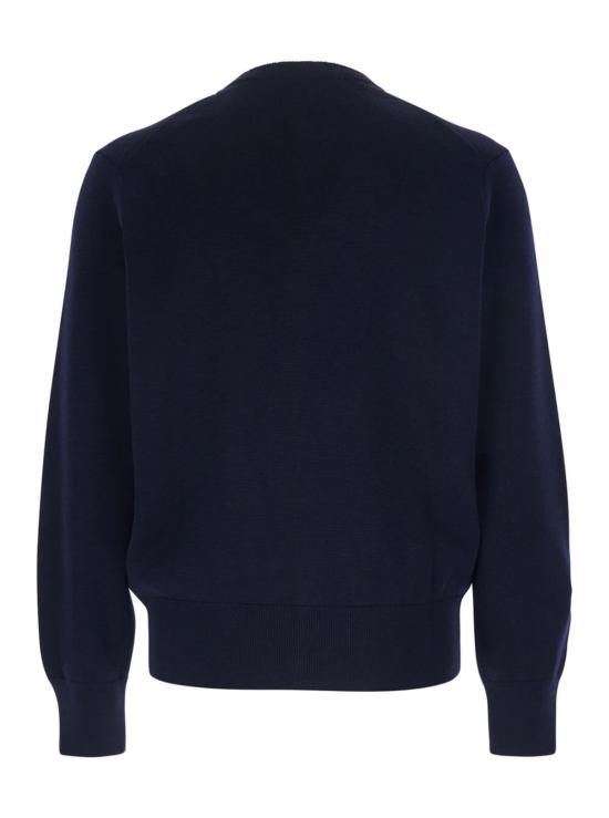  아미 가디건 알렉상드르 마티우시 브이넥 카디건, ADC 자수 장식, 울 혼방 소재, 블루 색상 - AMI