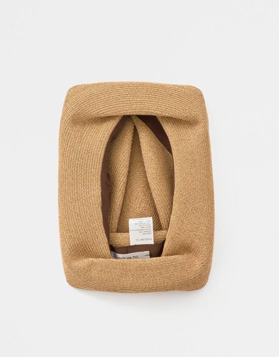  Mature Ha 모자 성숙한 갈색과 연한 검정색 리본이 달린 챙이 넓은 박스형 - OTHER BRANDS