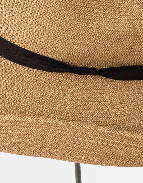  Mature Ha 모자 성숙한 갈색과 연한 검정색 리본이 달린 챙이 넓은 박스형 - OTHER BRANDS