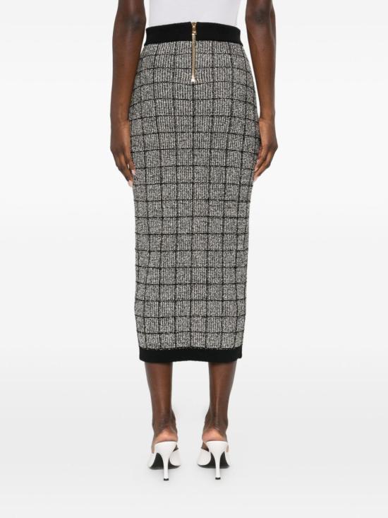  발망 롱 스커트 트위드  블랙 - BALMAIN