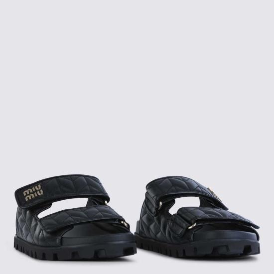  미우미우 플랫 슈즈 가죽 플랫슈즈 블랙 - MIU MIU