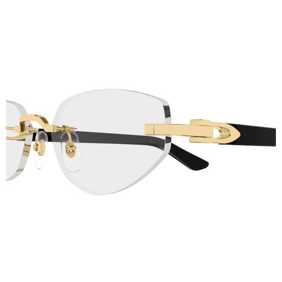26SS 까르띠에 림리스 무테 안경 CT0609O 001 GOLD BLACK TRANSPARENT - CARTIER