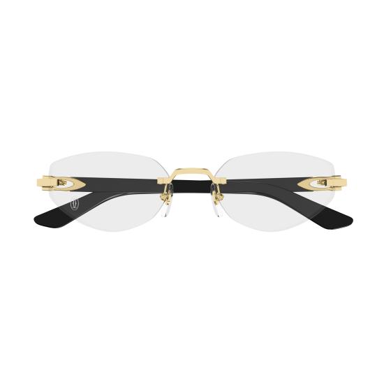 26SS 까르띠에 림리스 무테 안경 CT0609O 001 GOLD BLACK TRANSPARENT - CARTIER