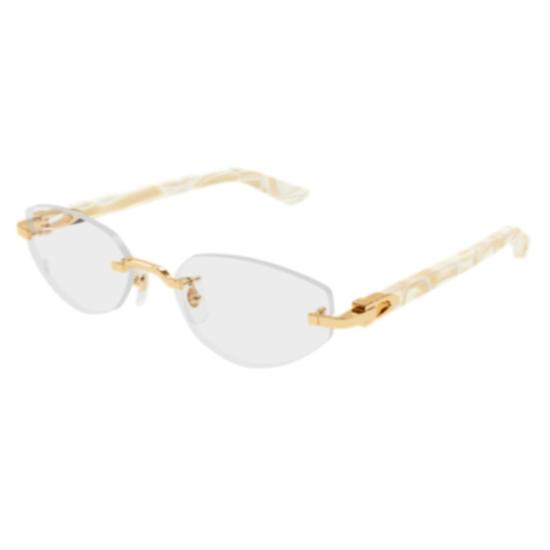 26SS 까르띠에 림리스 무테 안경 CT0609O 003 GOLD IVORY TRANSPARENT - CARTIER
