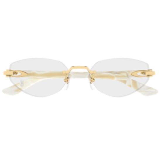 26SS 까르띠에 림리스 무테 안경 CT0609O 003 GOLD IVORY TRANSPARENT - CARTIER