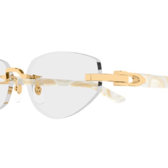 26SS 까르띠에 림리스 무테 안경 CT0609O 003 GOLD IVORY TRANSPARENT