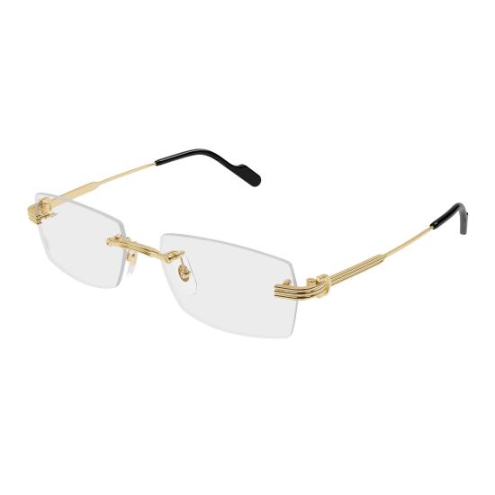 26SS 까르띠에 림리스 무테 안경 CT0578O 001 GOLD GOLD TRANSPARENT