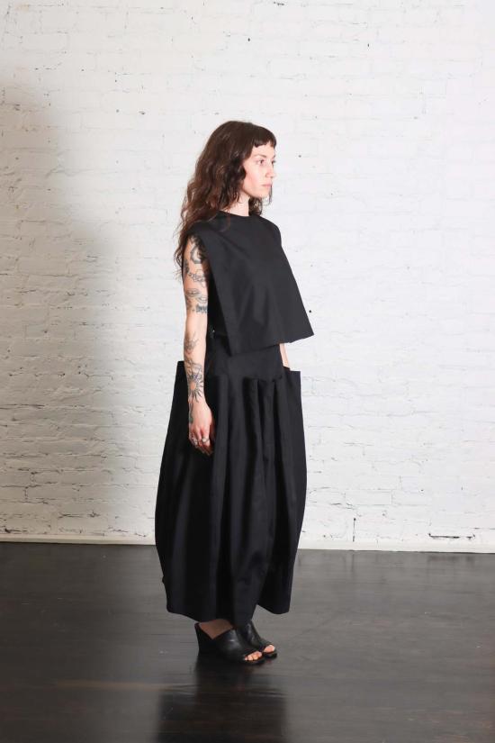  티비 블라우스 컴팩트 에코 포플린 크롭 스퀘어 탑 - TIBI