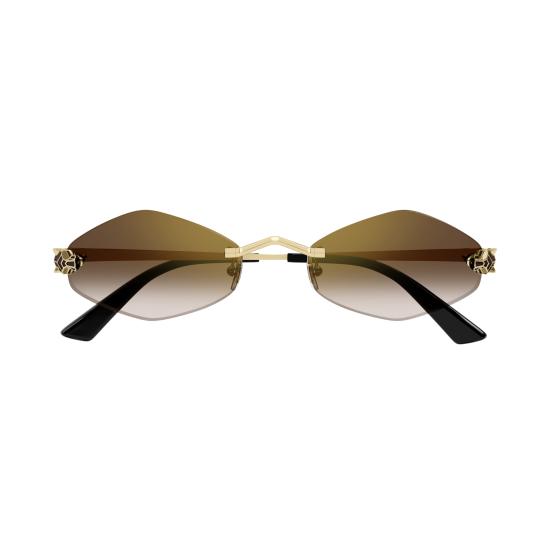 25FW 까르띠에 선글라스 CT0433S 002 GOLD GOLD BROWN - CARTIER