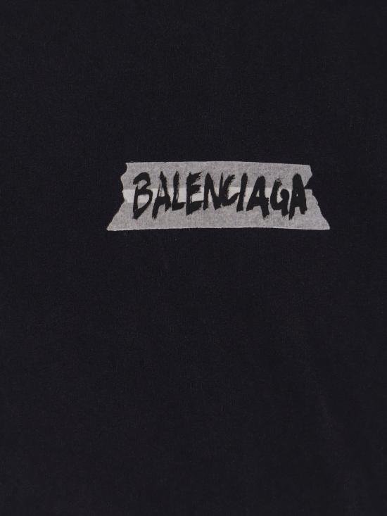  발렌시아가 반팔 티셔츠 워싱 처리된 면 티셔츠 (페이디드 워싱 블랙) - BALENCIAGA