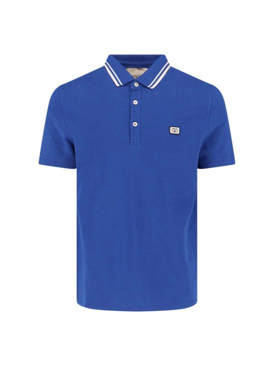  발렌티노 가라바니 폴로 티셔츠 발렌티노 로고 폴로 셔츠 블루