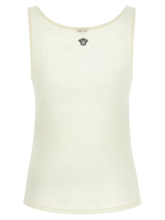  베르사체 블라우스 메두사 자수 탑 화이트 - VERSACE