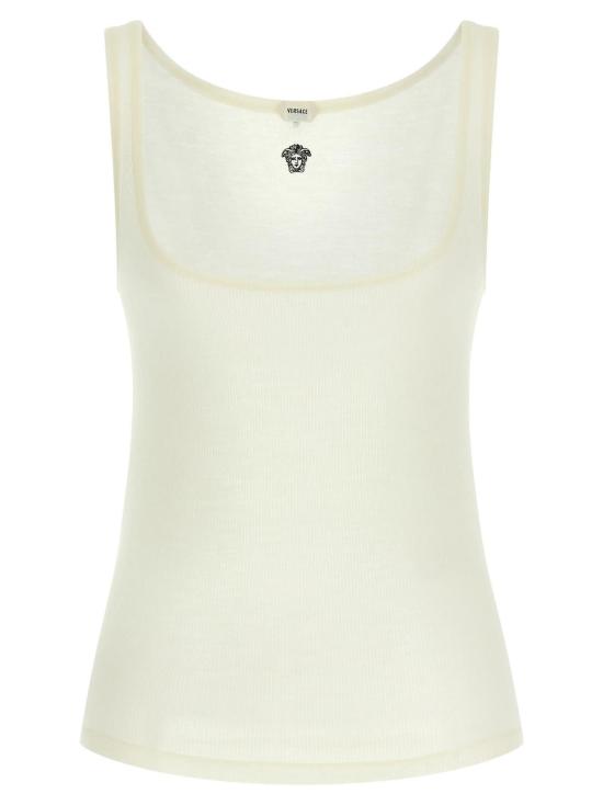  베르사체 블라우스 메두사 자수 탑 화이트
