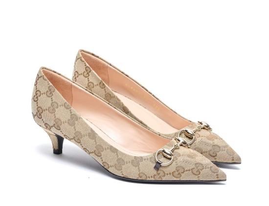  구찌 힐/펌프스 홀스빗 Gg 데콜테 힐 베이지 - GUCCI