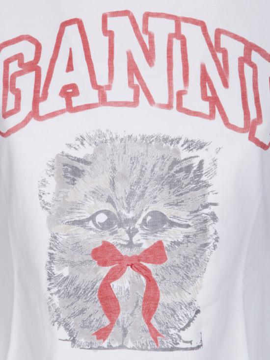 26SS 가니 키티 크롭 티셔츠 A1050030 151 Bright White - GANNI