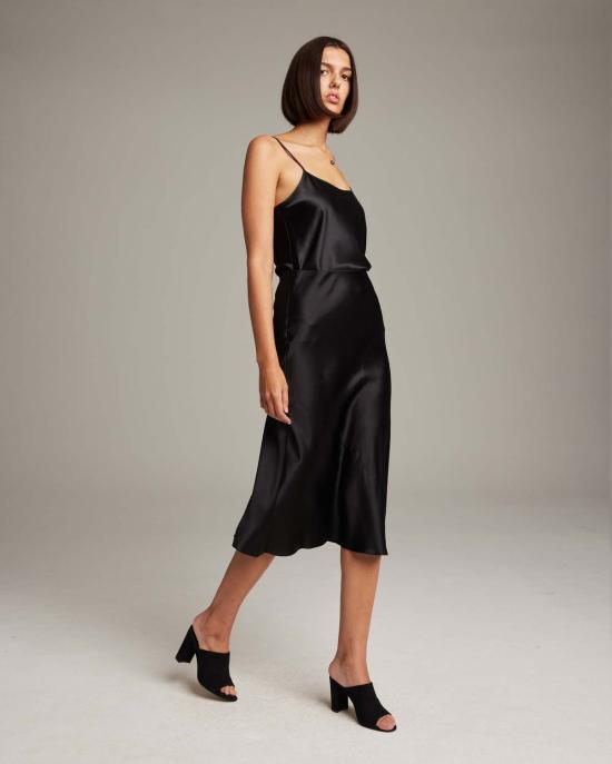  보즈 미디 스커트 바이어스  블랙 - VOZ