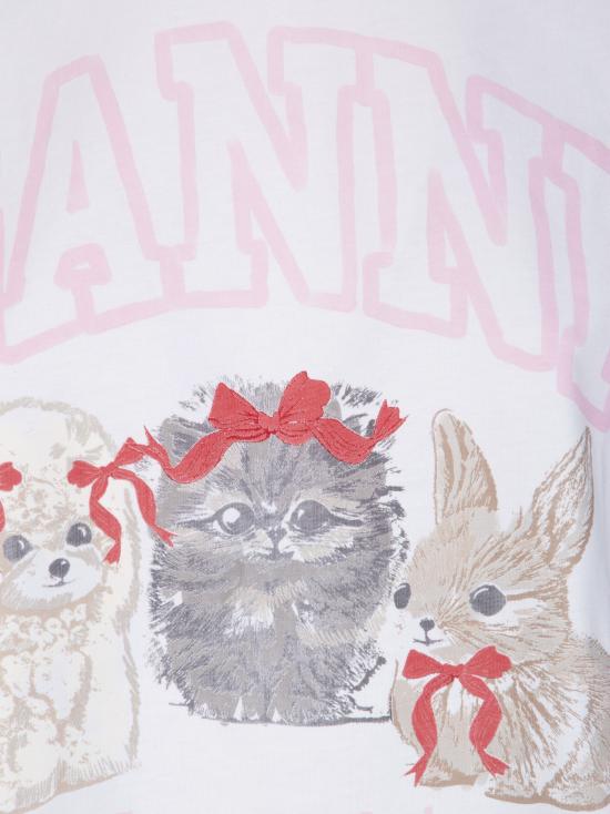 26SS 가니 애니멀 프린트 티셔츠 A1050029 151 Bright White - GANNI