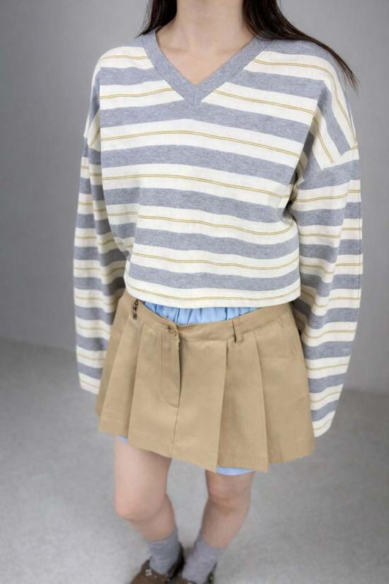  더 엔케이씨 스토어 긴팔 티셔츠 NKC 스토어 크롭 스트라이프 긴팔 상의