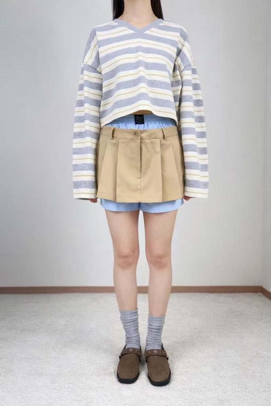  더 엔케이씨 스토어 긴팔 티셔츠 NKC 스토어 크롭 스트라이프 긴팔 상의 - The NKC Store