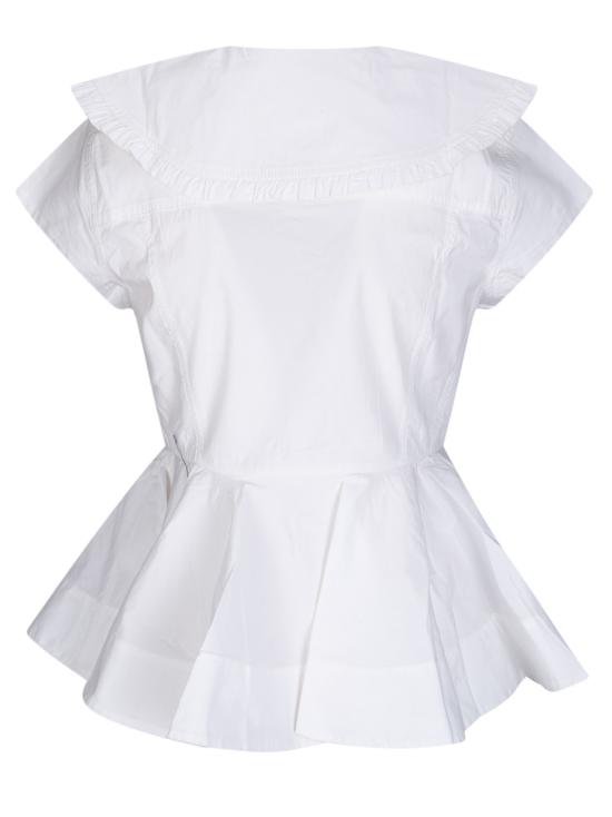 26SS 가니 쇼트 코튼 러플 셔츠 A1040093 151 Bright White - GANNI