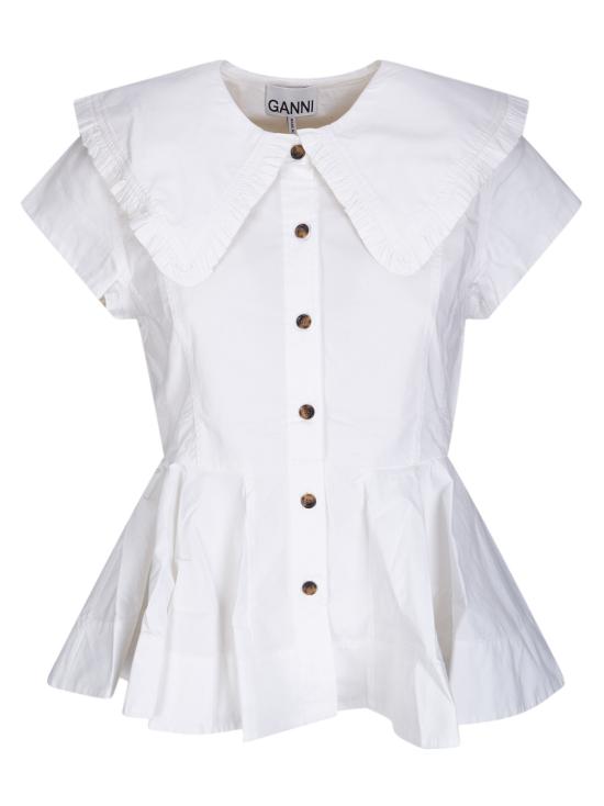 26SS 가니 쇼트 코튼 러플 셔츠 A1040093 151 Bright White