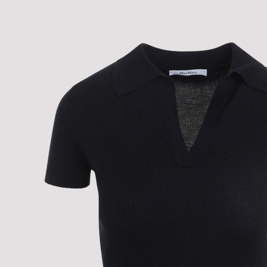  막스마라 스웨터 막스 마라 알베로 니트 골지 폴로  네이비 블루 - MAX MARA