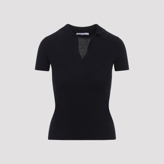  막스마라 스웨터 막스 마라 알베로 니트 골지 폴로  네이비 블루 - MAX MARA