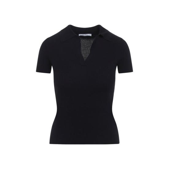  막스마라 스웨터 막스 마라 알베로 니트 골지 폴로  네이비 블루 - MAX MARA