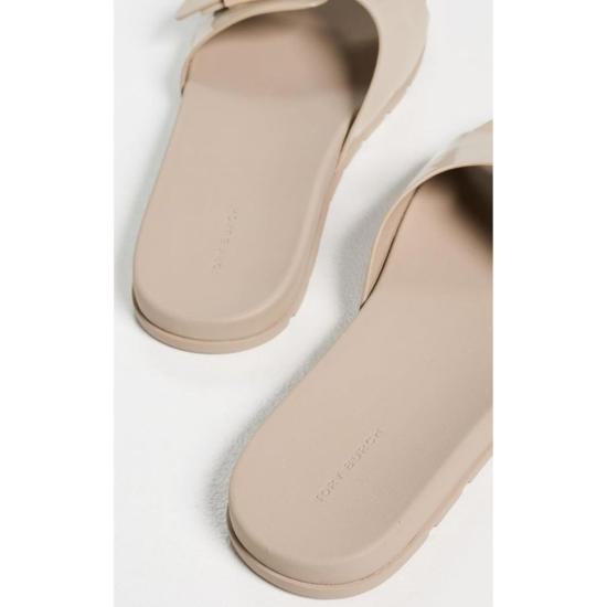  토리버치 뮬/슬리퍼 멜로우 버클 슬라이드 스톤 그레이 - TORY BURCH