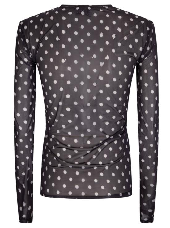 26SS 가니 폴카 도트 프린트 쉬어 롱슬리브 탑 A1040076 099 Black - GANNI
