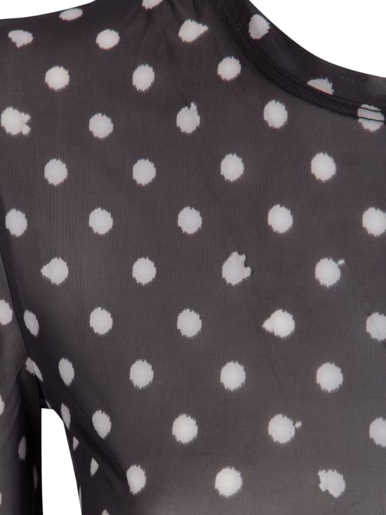26SS 가니 폴카 도트 프린트 쉬어 롱슬리브 탑 A1040076 099 Black - GANNI