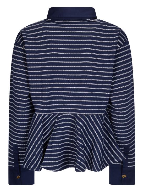 26SS 가니 스트라이프 러플 폴로 티셔츠 A1050063 683 SKY CAPTAIN - GANNI